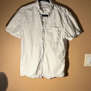 Men's Casual White Patterned Button Down Shirt
